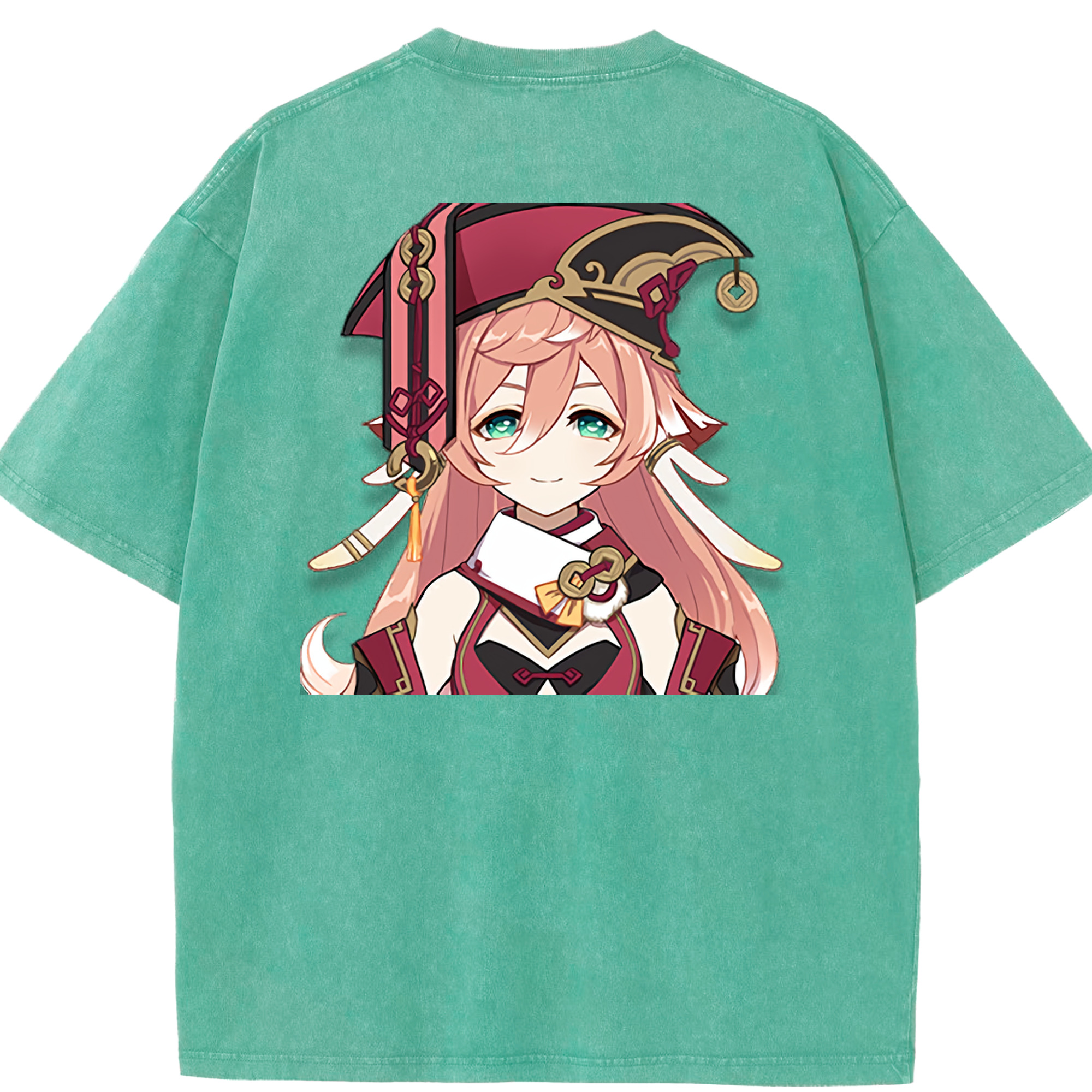 げんし神 ヤンフェイ genshin Yanfei 綿100% ヴィンテージ風 半袖Tシャツ（背面プリント）